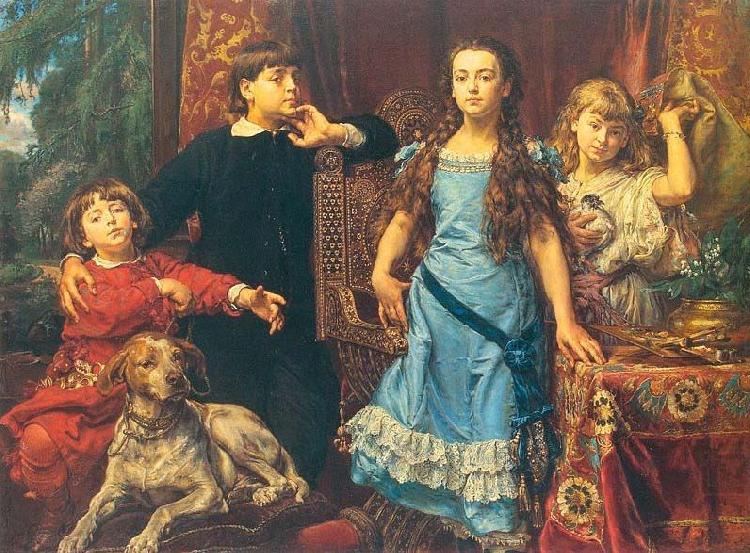 Portrait of the artist's four children., Jan Matejko